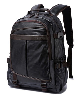 Leatherette Laptop Backpack | Black