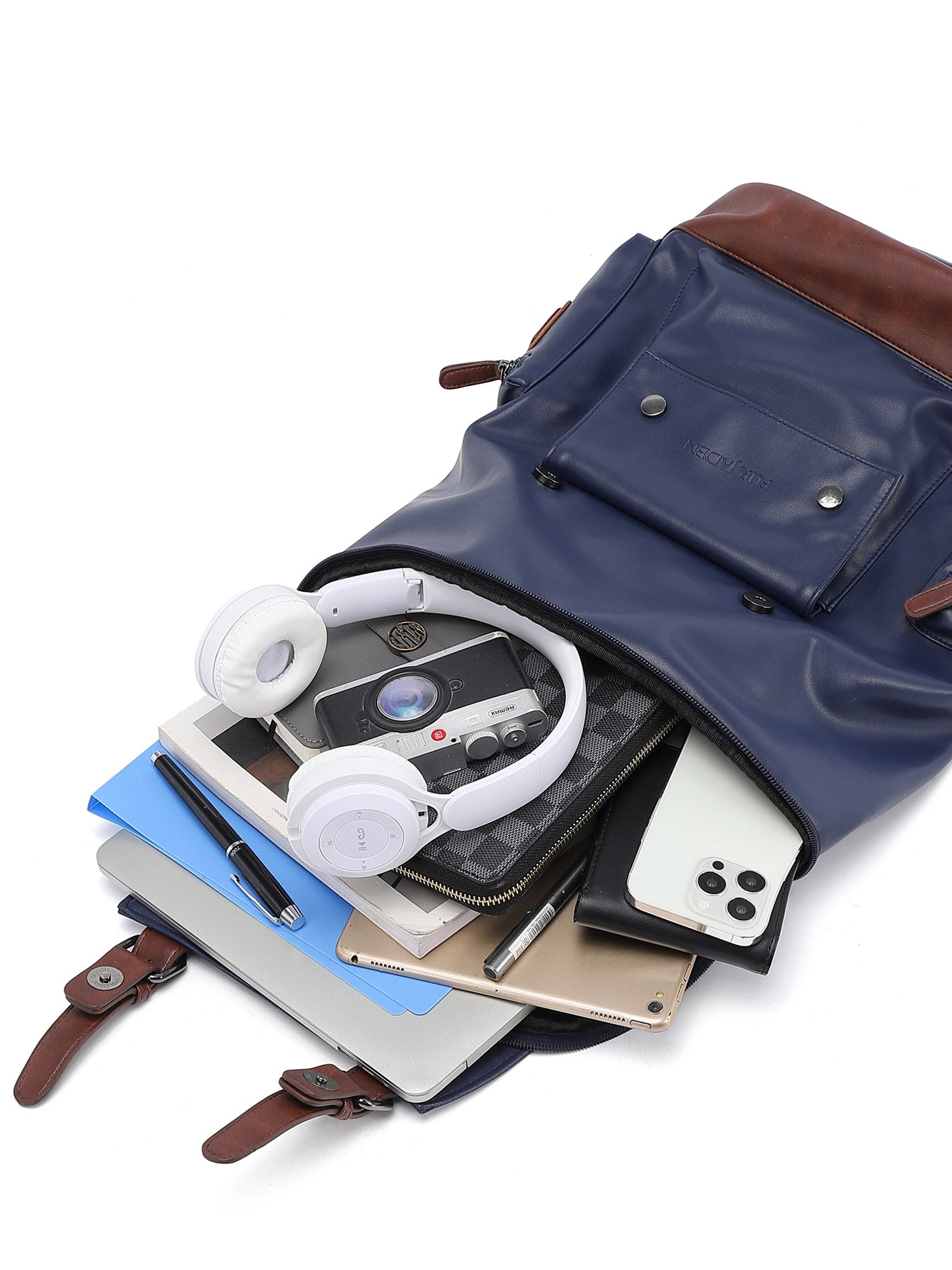 Jaden Inch Leatherette Fur – Lifestyle Jaden Pvt Laptop Anti Fur Backpack Theft 15.6 Ltd Navy Blue Midnight