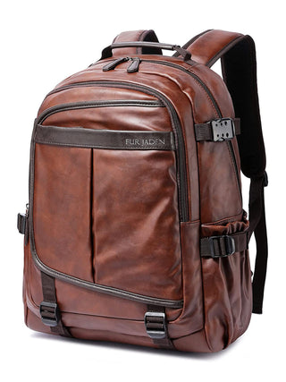 Leatherette Laptop Backpack | Brown