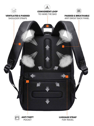 Laptop Backpack with USB Port | Black