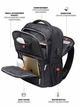 Laptop Backpack with USB Port | Black