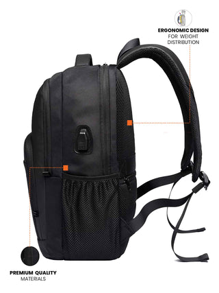 Laptop Backpack with USB Port | Black