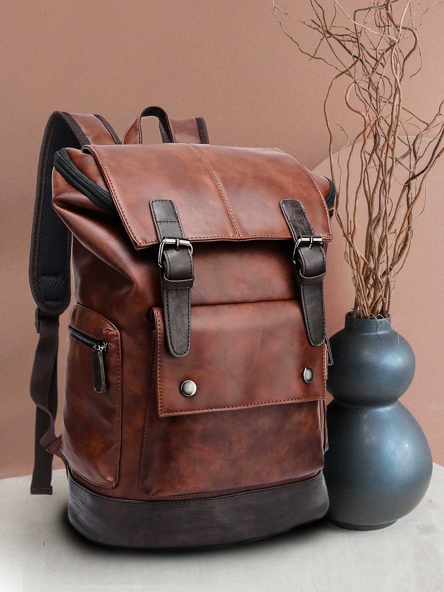 Fur Jaden Brown Faux Leather 15.6 Inch Laptop Backpack – Fur Jaden  Lifestyle Pvt Ltd