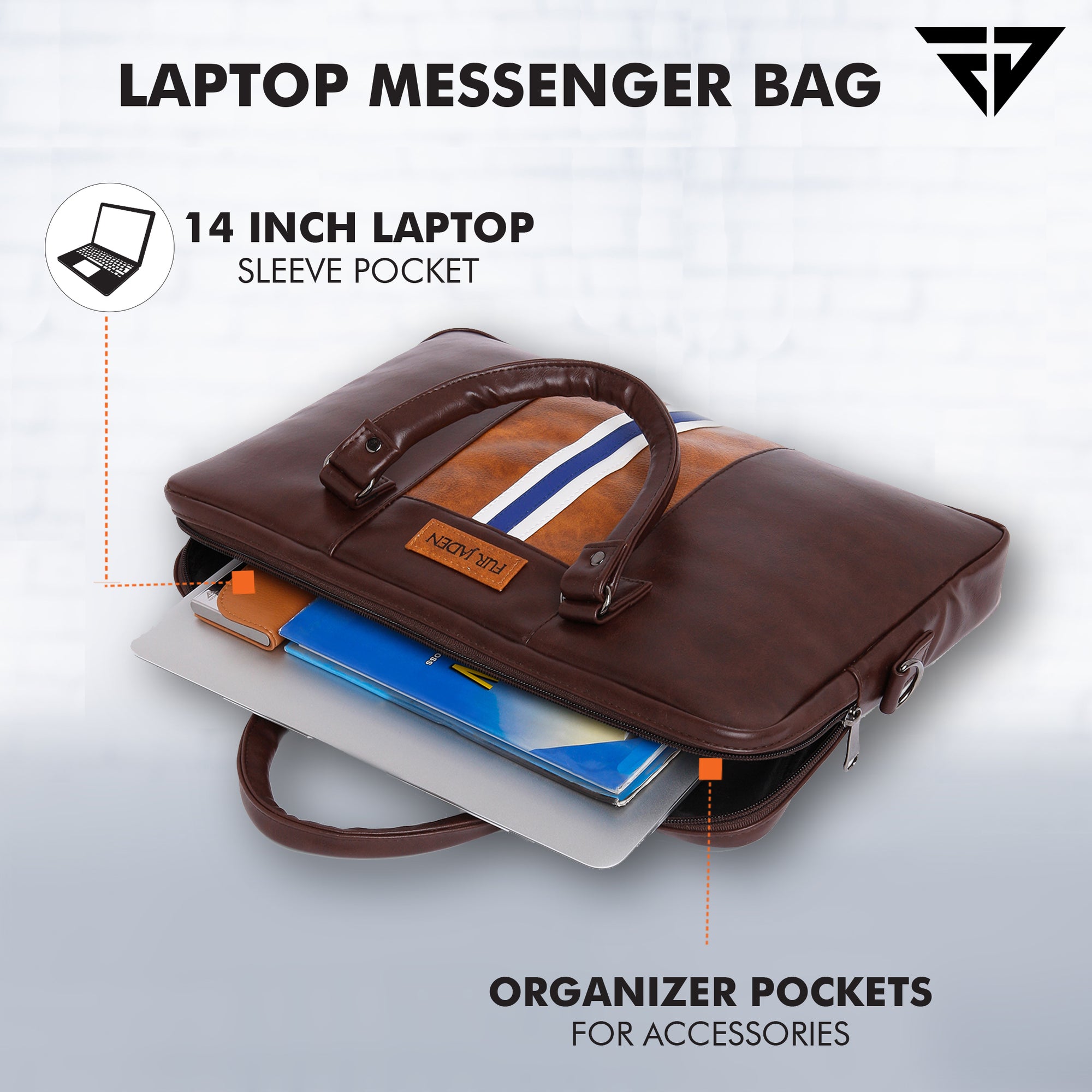 Fur Jaden Vegan Leather Crossbody Laptop Messenger Bag: Buy Fur